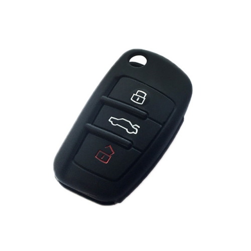 

2 PCS Car Key Cover Silicone Flip Key Remote Holder Case Cover for Audi Q3 A3 A1(Black)