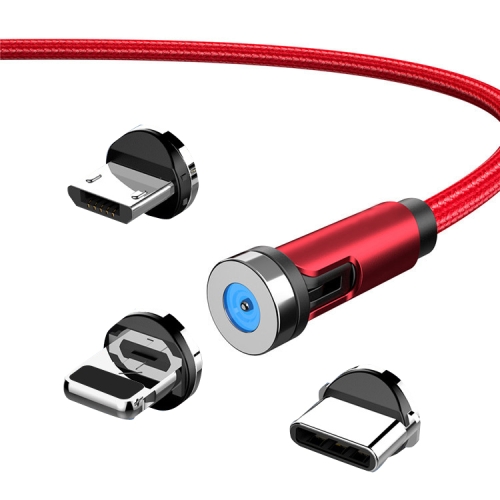 

CC56 8 Pin + Type-C/USB-C + Micro USB Magnetic Interface Dust Plug Rotating Data Charging Cable, Cbale Length: 1m(Red)