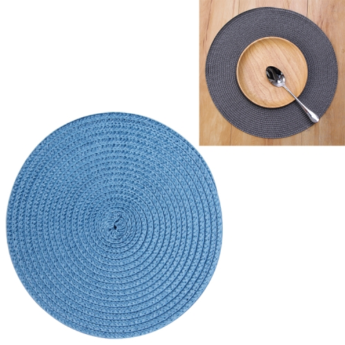 PP环保手工编织餐垫隔热垫装饰，尺寸:18cm（蓝色）