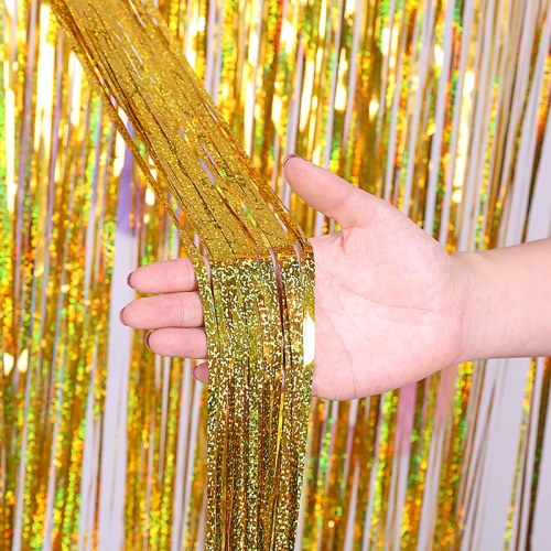 Gold Curtain Tinsel Tassel Backdrop Birthday Party Decoration
