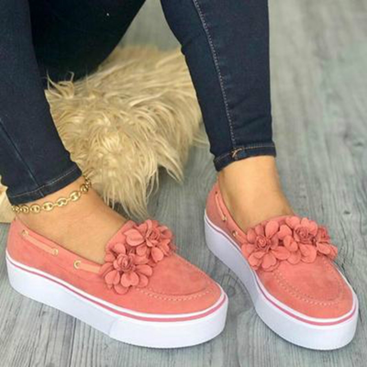 Women Floral Flat Bottom Casual Shoes 