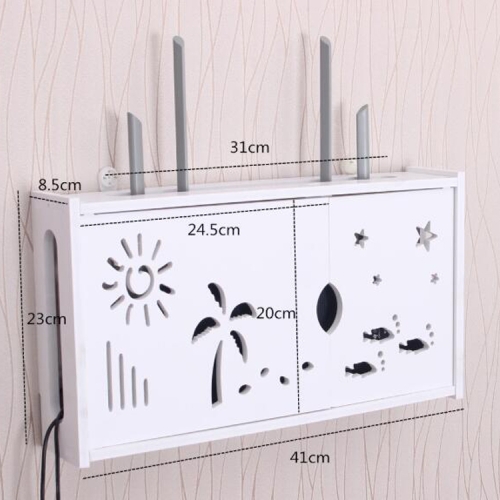 Caja de enrutador wifi Caja de almacenamiento con soporte para tablero  colgante de pared de PVC, tamaño: 41x23x8.5cm
