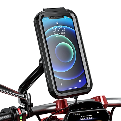 Kewig Bicycle Motorcycle Rearview Mirror Waterproof Box Touch Screen Phone Holder(Large)