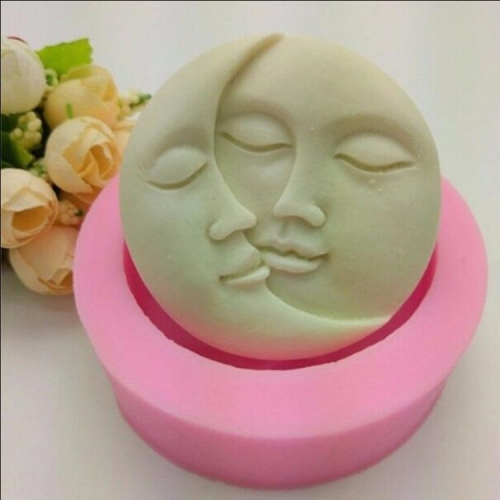 2pcs Sun And Moon Face Stampi per candele 3d Silicone Sun Moon