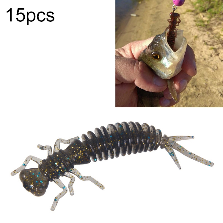 

15 PCS 8-color Larvae Silicone Soft Bait Lure Bait, Size:75MM(Brown)