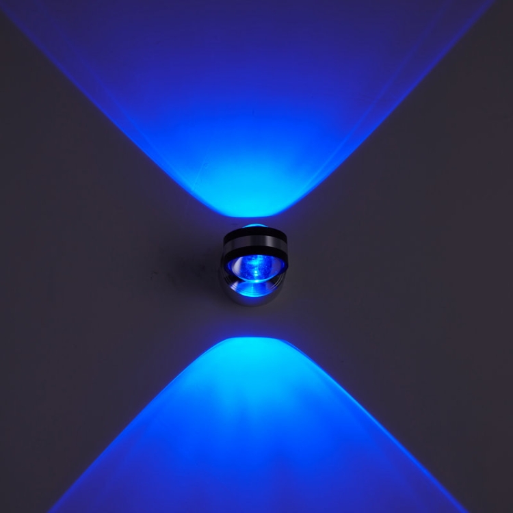 LED 위아래로 밝은 벽 빛 양면 크리스탈 알루미늄 조명 상단 콘센트, 전원 : 6W (푸른 빛)