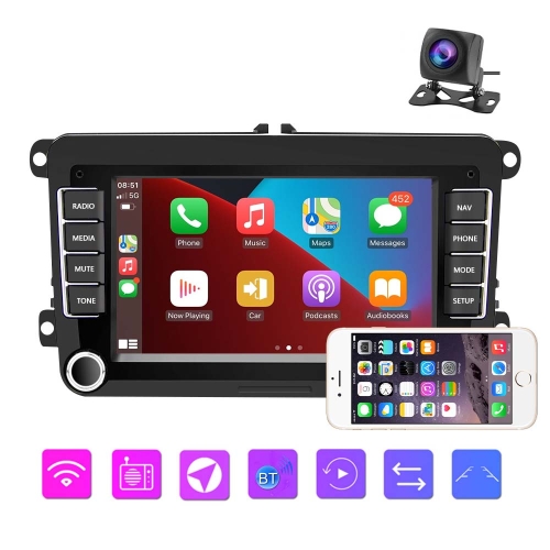 

A3040 For Volkswagen 7-inch 2+32G Android Car Navigation Central Control Large Screen Player With Wireless CarPlay, Style:Standard+AHD Camera