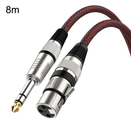 

8m Red and Black Net TRS 6.35mm Male To Caron Female Microphone XLR Balance Cable