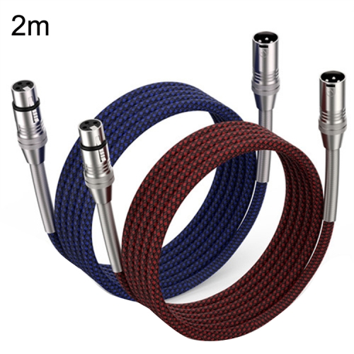 

2pcs LHD010 Caron Male To Female XLR Dual Card Microphone Cable Audio Cable 2m(Red + Blue)