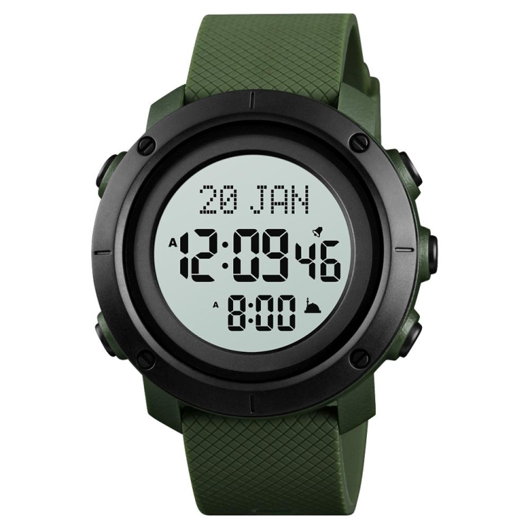 

SKMEI 1728 Muslim Worships Watch Multifunctional Reminder Prayer Direction Compatriots Watch, Style:Rubber Circle Edition(Army Green White Machine)