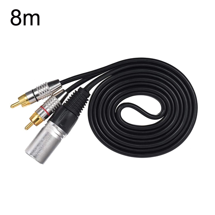 

XLR Male To 2RCA Male Plug Stereo Audio Cable, Length:, Length:8m