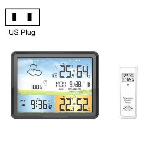 

PT20A Color Screen Weather Forecast Radio Clock And Indoor Temperature And Humidity LCD Electronic Clock, Plug Type:US Plug