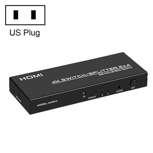 

FJGEAR FJ-4K204 2 In 4 Out HD 4K Audio HDMI Switch Distributor, Plug Type:US Plug