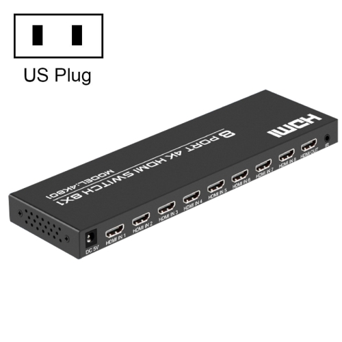 

FJGEAR FJ-4K801 4K 8 In 1 Out HDMI HD Video Switcher, Plug Type:US Plug(Black)