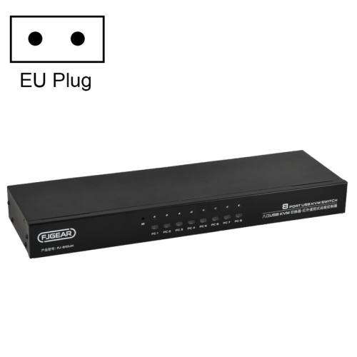 

FJGEAR FJ-810UK 8 In 1 Out USB KVM Switcher With Desktop Switch, Plug Type:EU Plug(Black)