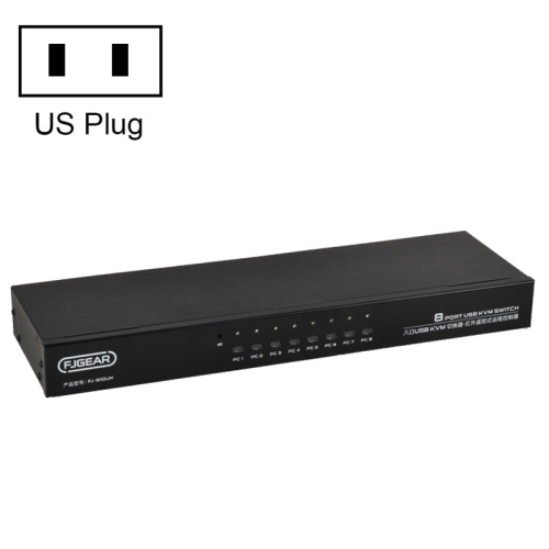 

FJGEAR FJ-810UK 8 In 1 Out USB KVM Switcher With Desktop Switch, Plug Type:US Plug(Black)