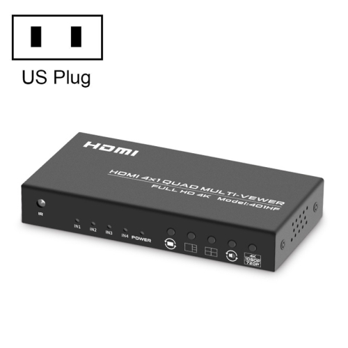 

FJGEAR FJ-401HF 4 In 1 Out 4K HDMI Splitter Supports Four Screen Segmentation, Plug Type:US Plug(Black)