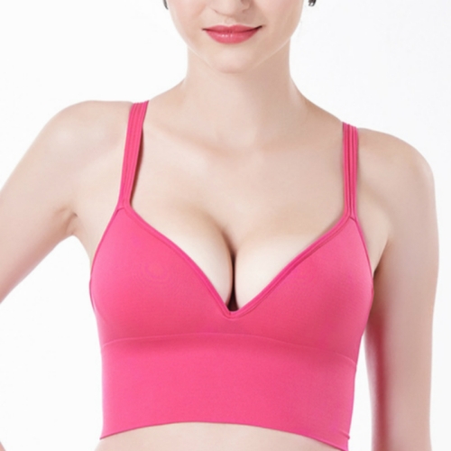 Wireless Sporty Shockproof Running Push Up Sports Bra, Size:XL(Rose Red)