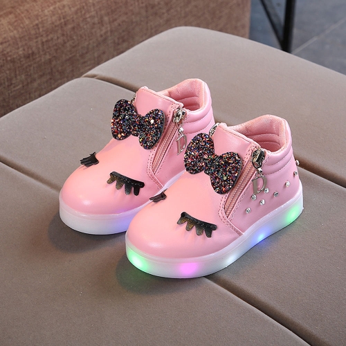 plakband Beheren Bijproduct Kinderschoenen baby baby meisjes wimper kristal strik led lichtgevende  laarzen schoenen sneakers, maat: 22 (roze)
