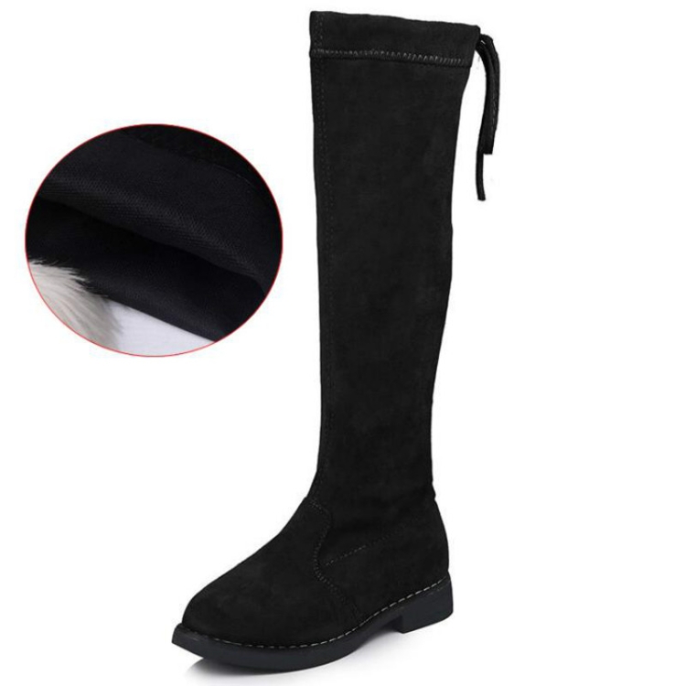 SUNSKY - Botas altas por encima de la rodilla para niñas, tamaño: 30 (negro  sin terciopelo)