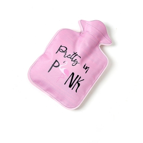 Calentador de manos portátil con mini bolsa de agua caliente con inyección de agua de dibujos animados, color: flamenco rosado