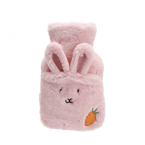 Bouillotte de rinçage de lapin de dessin animé de sac d'eau chaude en peluche (rose)