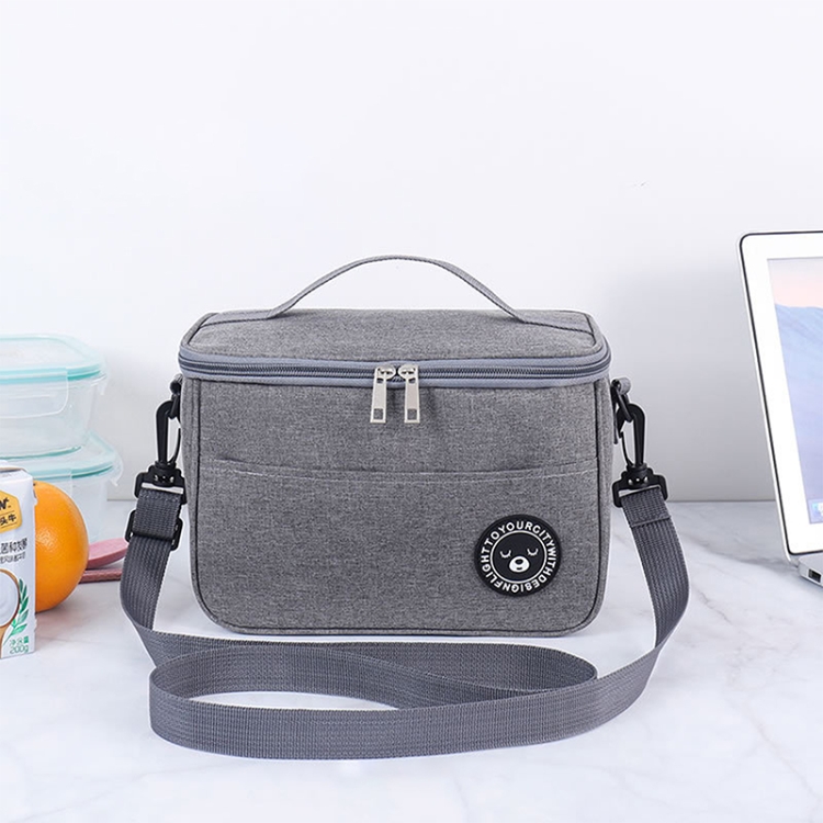 

Thermal Lunch Box Bag Durable Waterproof Office Cooler Lunchbox with Strap S(Gray)