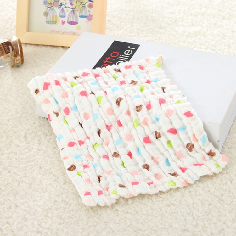 2 PCS Cotton 6-layer Gauze Saliva Towel Seersucker Small Square Scarf(Five-colored  Bear Head)