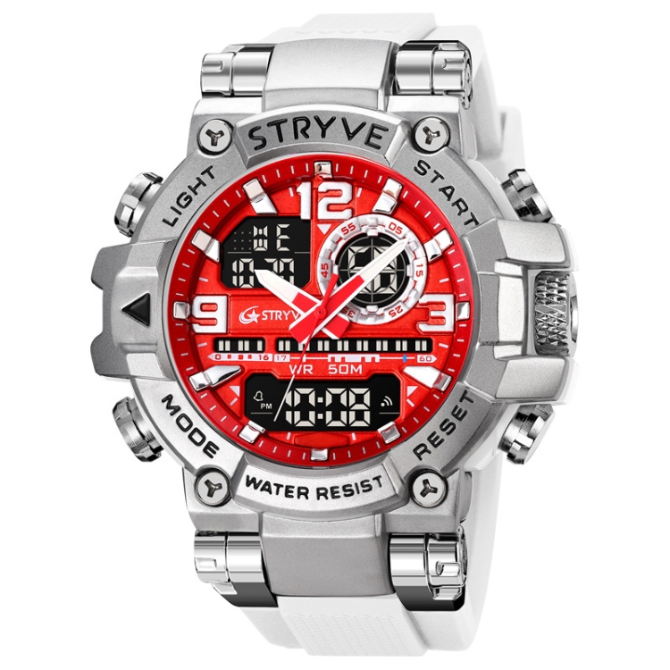 

STRYVE S8025 Sports Night Light Electronic Waterproof Watch Multifunctional Student Watch(Silver White)