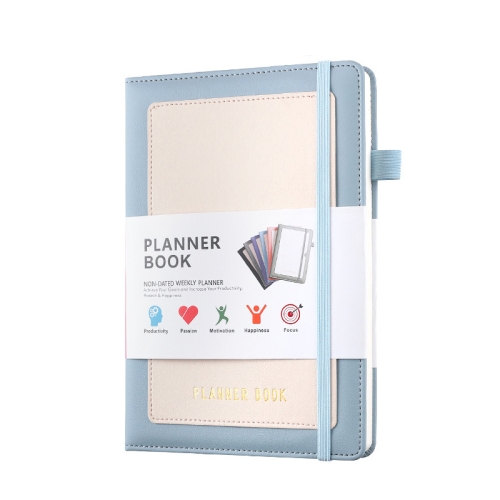

YMX-018 A5 Weekly Plan Monthly Plan Book Self-Regulation Strap Notebook Without Sticker(Sky Blue)