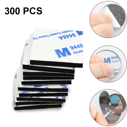 

300 PCS 15x15x1.5mm Square EVA Foam Double-sided Adhesive High-viscosity Sponge Sticker(Black)