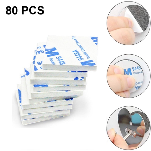 

80 PCS 40x60x1.5mm Square EVA Foam Double-sided Adhesive High-viscosity Sponge Sticker(White)