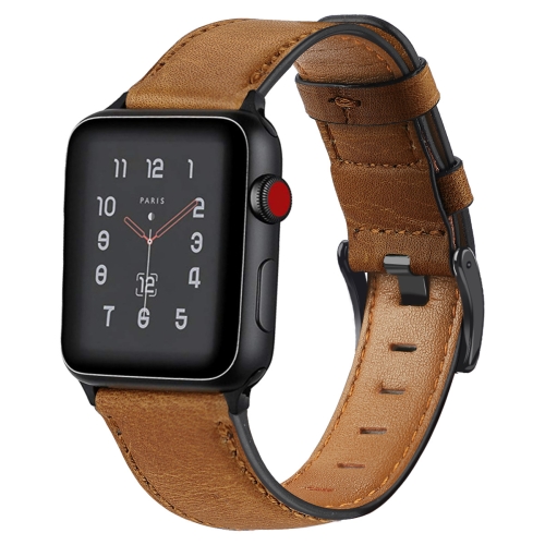 Vintage Oil Wax Cowhide Watch Band For  Apple Watch 6&SE&5&4 44mm / 3&2&1 42mm(Yellow Brown)
