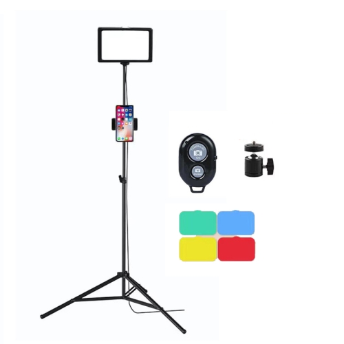 

6 Inch 3200-5500K Three-color Temperature Photography Flat-panel Live Fill Light,Spec: 2.1m Bracket+Bluetooth RC