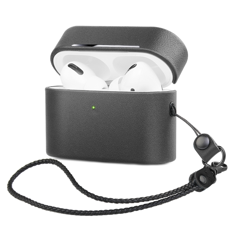 

Wireless Earphone Protective Shell Leather Case Split Storage Box For Airpods Pro(Black)