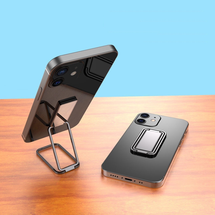 

Metal Car Mobile Phone Folding Bracket Ring Buckle Paste Bracket,Style: Square(Black)