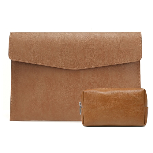 

PU Leather Litchi Pattern Sleeve Case For 14 Inch Laptop, Style: Liner Bag + Power Bag (Light Brown)