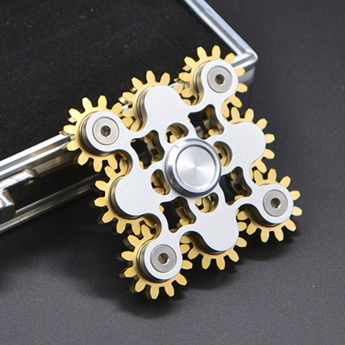 

Nine Pure Copper Gear Linkage EDC Fidget Spinner Decompression Toy(Silver)