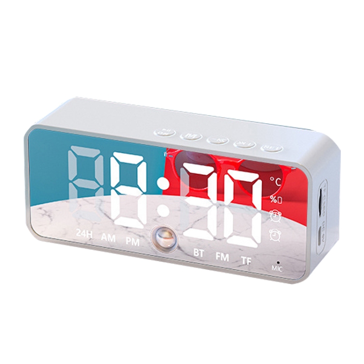 

G50 AI Intelligent Voice Control Mini Mirror Alarm Bluetooth Speaker Support TF Card(White)