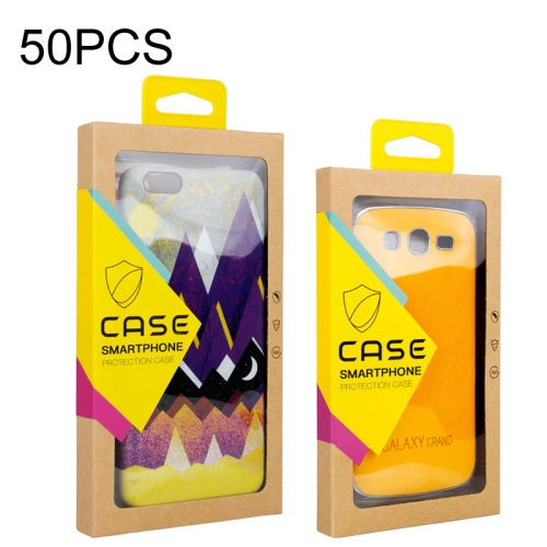 

50 PCS Kraft Paper Phone Case Leather Case Packaging Box, Size: L 5.8-6.7 Inch(Yellow)