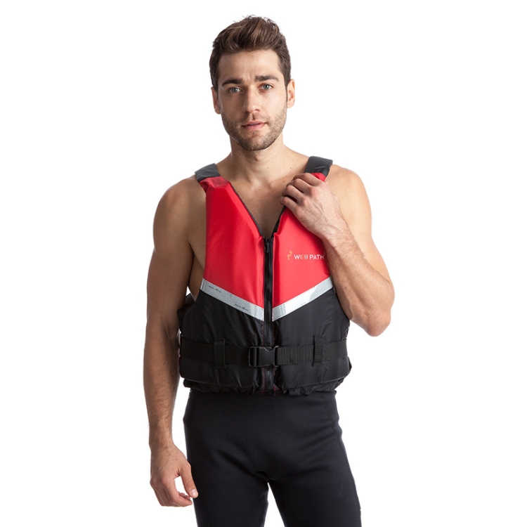 

WELL PATH Adult Life Jacket Portable Swimming Boating Vest, Size: M(Red)