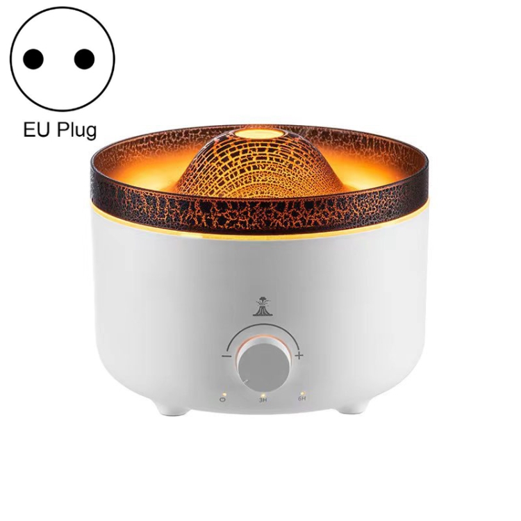 

V21A 560ml Volcano Flame Remote Control Aromatherapy Air Humidifier Essential Oil Diffuser EU Plug(White)