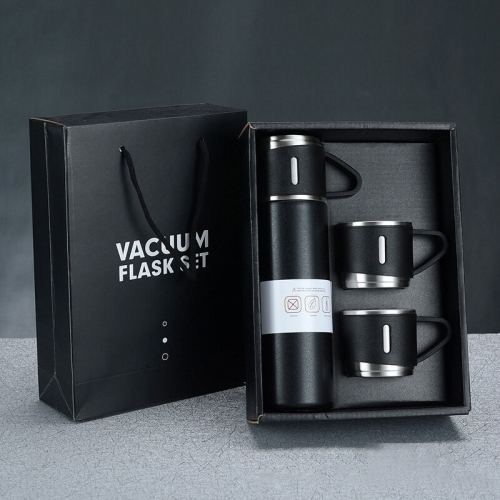 

500ml 304 Stainless Steel Thermos Cup Portable Business Tea Cup,Spec: Gift Box Set(Black)