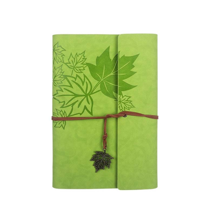 

A7 PU Maple Retro Straps Handbook Loose-leaf Notebook(Green)