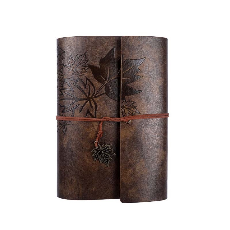 

A7 PU Maple Retro Straps Handbook Loose-leaf Notebook(Dark Brown)