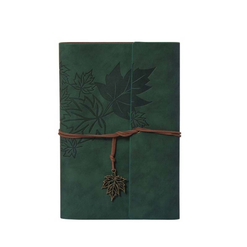 

A6 PU Maple Retro Straps Handbook Loose-leaf Notebook(Army Green)