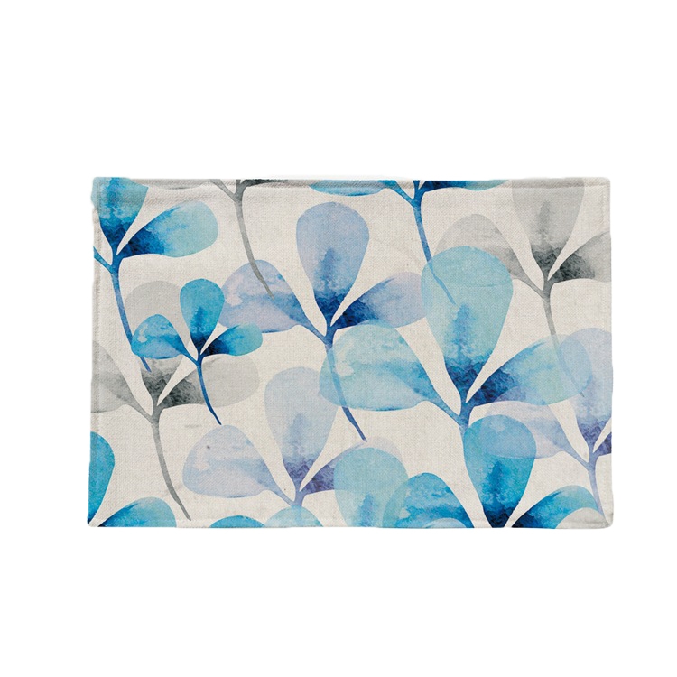 

2 PCS Flax Plant Pattern Western Table Mat Coffee Table Insulation Coaster, Specification: Single Side(Blue Flower)