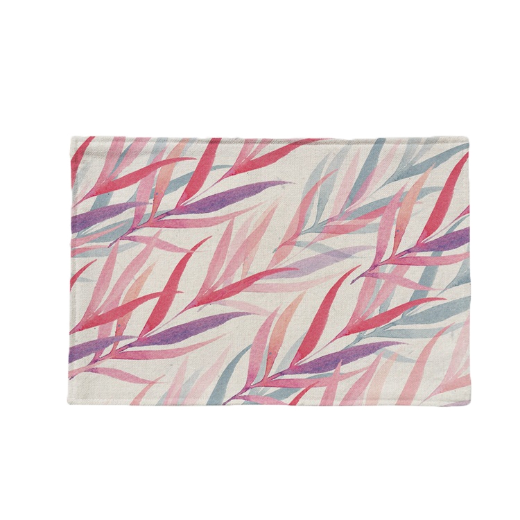 

2 PCS Flax Plant Pattern Western Table Mat Coffee Table Insulation Coaster, Specification: Single Side(Pink Bamboo Leaves)