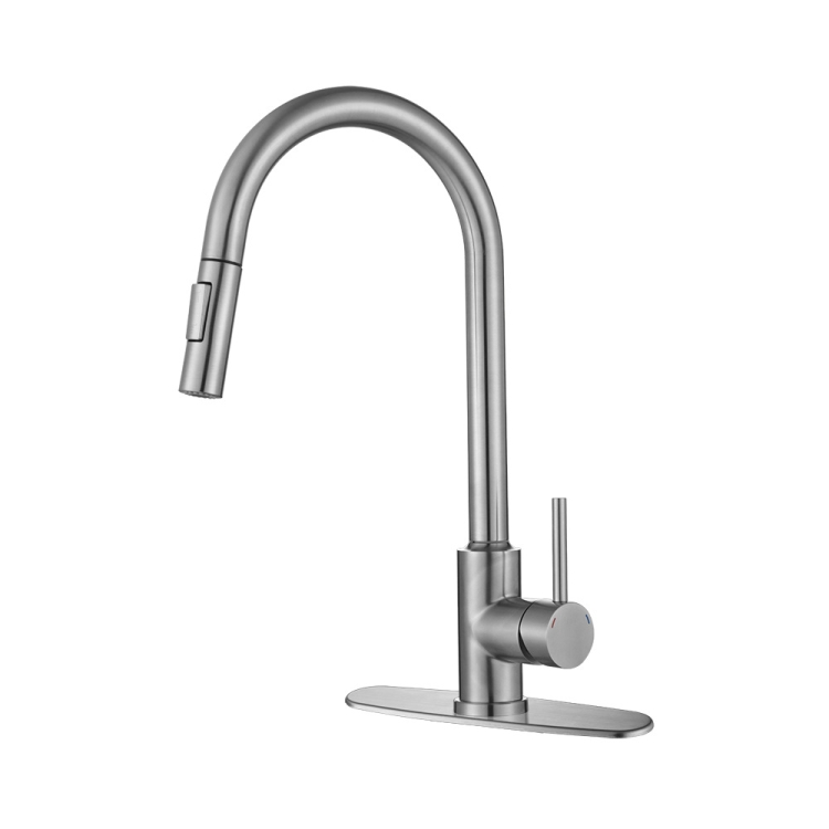 

Pull Type Sprinkler Stainless Steel Touch Smart Kitchen Sink Faucet, Colour:Silver