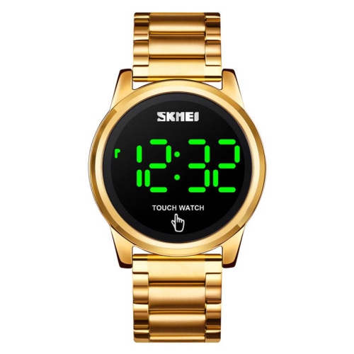 

SKMEI 1684 Versatile Sports Steel Belt Men Electronic Watch, Colour:Gold